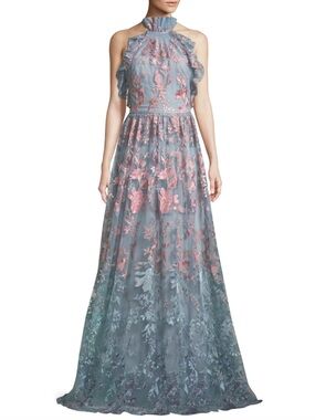 Marchesa Notte Ombré Floral Embroidered Tulle Gown NWT Size 6